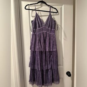 Midi Purple/Silver Ruffle Dress